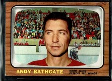 1966-67 TOPPS HOCKEY DETROIT RED WINGS ANDY BATHGATE CARD HOF 44* CENTERED VG-EX