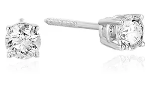 1/4 to 2 cttw Diamond Stud Earrings in in 14K White Gold Round Screw Backs - Picture 1 of 8