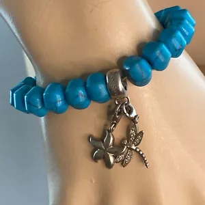 THOMAS SABO Turquoise Bracelet Sterling Silver + 2 Charms Starfish & Dragonfly - Picture 1 of 11
