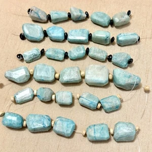 Faceted Amazonite Nugget Beads, Aqua Gemstone Crystal Strands - 30 pcs - Picture 1 of 6