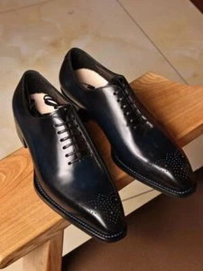 Handgefertigte schwarze Smokingschuhe, Herren Leder Oxford Schuhe, Herren Anzugschuhe - Bild 1 von 4