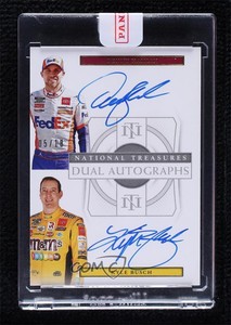 2021 Panini National Treasures Dual /18 Denny Hamlin Kyle Busch #DA-BH Auto
