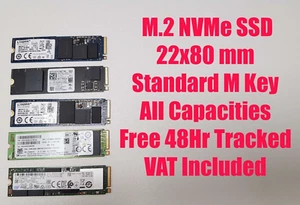 M.2 NVMe PCIE SSD Drives Top / Major Brand 128 Gb 256 512 1Tb 2Tb LOT - Afbeelding 1 van 4