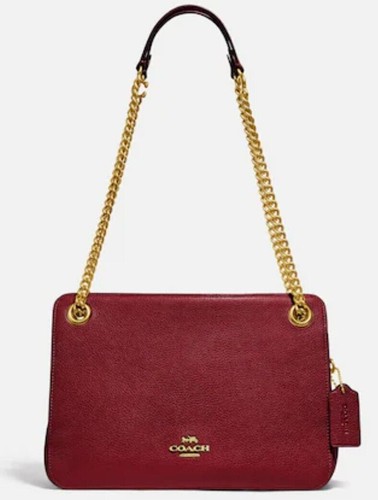 Coach Bryant Trasportino convertibile in pelle di ciottoli lucido ottone rosso intenso 78798