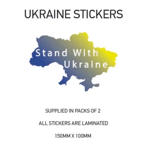 STAND WITH UKRAINE MAP STICKERS X2 UKRAINIAN PEACE STAND CAR STICKER DECAL WAR15 - Picture 1 of 1