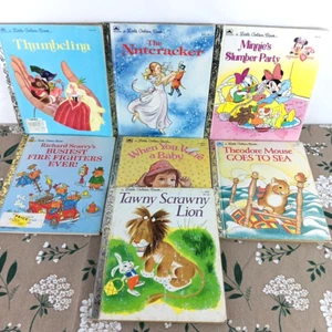 Little Golden Books, Lot of 7 Vintage 1980s to 90s: Busy Town, Lion, Minnie - Imagen 1 de 20