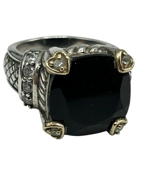 Chapal Zenray NF Ring Sparkling sterling 14k Onyx cubic zirconia Chunky Size 7 - Image 1 of 4