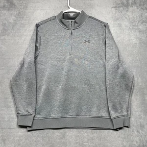 Under Armour Coldgear Fleecepullover Herren L grau gerippt Mock Neck Quarter Zip - Bild 1 von 8