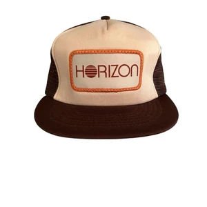 Vintage Horizon Brown Snapback Trucker Mesh Foam Hat Cap - Picture 1 of 9