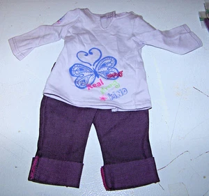 American Girl Real Meet Outfit lila Jeans und Schmetterling T-Shirt - Bild 1 von 2