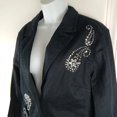 Ruby Rd Jacket Womens 16 Embellished Blazer Floral Rhinestone Beads Button Coat - Image 1 of 4