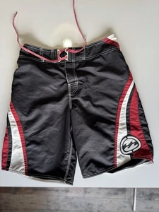 Vintage Billabong Boardshorts Sz 30 Red Black White Y2K Surf Skate Logo Trunks - Picture 1 of 7