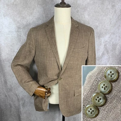 Chaqueta Blazer J Crew Ludlow Hombres 40S Italiano Lino Seda Espiga Abrigo Deportivo Foto 1 de 4