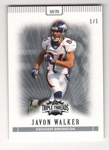 SHIP FREE * 2007 PLATINUM  1 OF 1 * T TRIPLE THREADS 65 * JAVON WALKER * BRONCOS - Picture 1 of 2