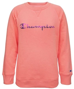 Champion Fill Script Fleece Sweatshirt Kids Large Pink Tie-Dye Cotton GBO257 - Picture 1 of 10