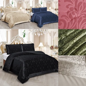 3 Piece Velvet Quilted Bedspread Throw Luxury Bedding Set King Size Pillowcases - Picture 1 of 32