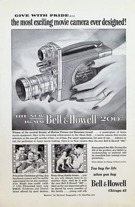 VINTAGE 1950s Print Ad ~ Bell & Howell  ~ The New 16 mm 200 Movie Camera - Picture 1 of 1