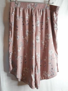 QVC LOGO Lori Goldstein Wide leg Capri Pants Sz 20W floral Dusty mauve - Picture 1 of 8