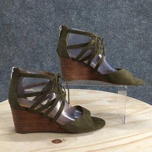 Franco Sarto Wedge Heels Womens 10M Green Mollie Open Toe Strappy Faux Leather - Picture 1 of 16