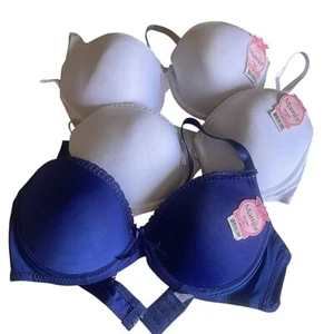 Mamia 3-Pack Solid Blue White Bra Set BR4108PL Multi-Color Value Pack Bundle 40C - Picture 1 of 7