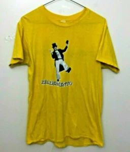 Camiseta DR. DEMENTO "Stay Demented" Vintage Grande Usada Años 80 Amarilla/Dorada - Imagen 1 de 7