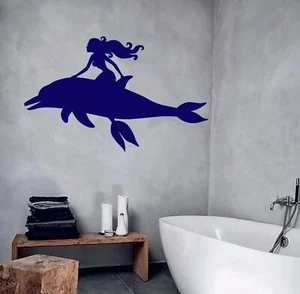 Vinyl Wall Decal Fish Dolphin Sexy Mermaid Marine Style Stickers (746ig) - Picture 1 of 3