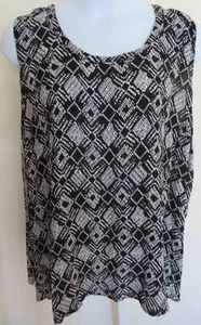 Nueva Camisa KASPER Sin Mangas Estampado Negro Blanco TOP Para Mujer 3X Nueva con Etiquetas Viscosa Clásica - Imagen 1 de 4