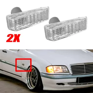 2X Side Marker Repeater Light Cover Clear Lens For Benz W201 W202 W140 R129 W124 - Picture 1 of 6