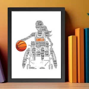 Custom Female Wheelchair Basketball Word Frame Print | Player Printed A5/A4/A3 - Picture 1 of 9