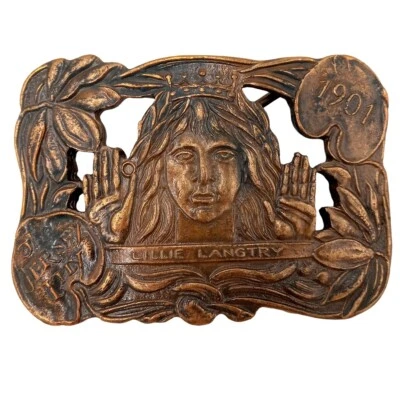 Lillie Langtry Belt Buckle The Jersey Lily Vintage Actress Socialite Royal Foto 1 de 4