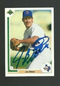 Joe Bitker 1991 Upper Deck signed auto autographed card Rangers