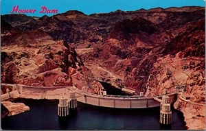 Hoover Dam Aerial c1960s Cars Parked Boulder City Nevada NV Postcard UNP 12541.4 - Picture 1 of 7