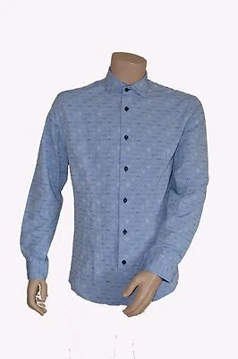Bogosse Men's Blue Formal Dress Shirt Size Medium RRP $208 Pereda Jacquard M - Image 1 of 4