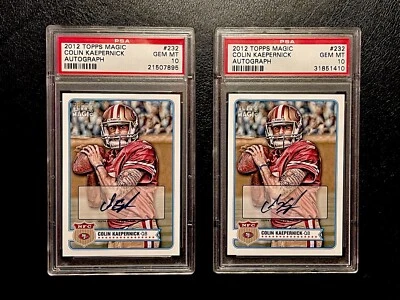 Lot (2) 2012 Topps Magic #242 Colin Kaepernick Auto 49ERS PSA GEM MT 10 - Image 1 of 4