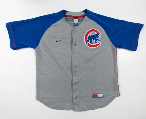 Chicago Cubs Jersey Men's Medium Gray Short Sleeve Shirt Soriano Baseball Nike Cover