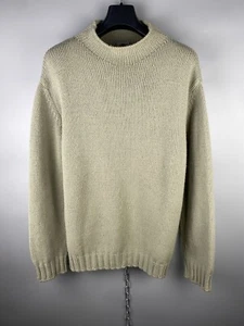 Vintage Versace Jeans Couture Mens Wool Tight Knit Beige Sweater Pullover Sz 2XL - Picture 1 of 20
