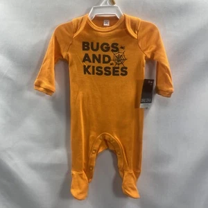 Okie Dokie Newborn Halloween Outfit Bugs & Kisses Orange Sleeper Pajamas - Picture 1 of 5