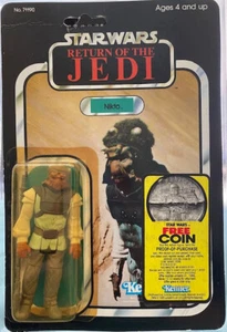 VINTAGE KENNER STAR WARS 1983 ROTJ NIKTO MOC 77 BACK UNPUNCHED FETT COIN STICKER - Picture 1 of 16