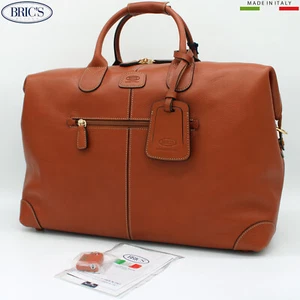 BRIC'S LIFE PELLE CARGO Duffle travel Carry-On Weekender brown leather bag M - Picture 1 of 11