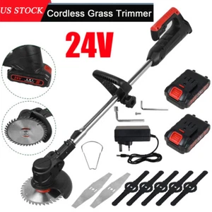 Electric Cordless Grass String Trimmer Lawn Edger Weed Eater Cutter with Battery - Picture 1 of 11
