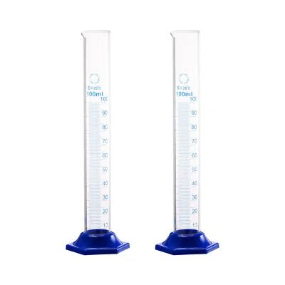 Cylindre Gradué Verre Borosilicaté 100ml Éprouvette Tube Essai Hexagonal 2Pcs - Photo 1/4