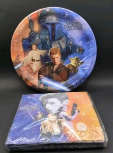 Star Wars Jango Fett Anakin ObiWan Birthday Celebration Plates And Napkins New - Picture 1 of 9