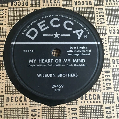 78 rpm Wilburn Brothers 3 DECCA Jukebox Records Temptaion Moments Heart Mind - Image 1 of 4