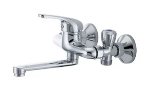 Wand Küchenarmatur inkl Spülmaschinen Adapter Ventil Spültischmischer Chrom - Bild 1 von 7