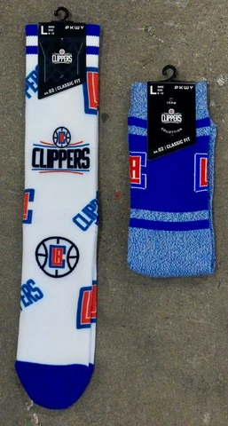 2 Pack NBA LA Clippers Logo Socks Crew Blue Red Cali Panel Varsity Los Angeles Cover