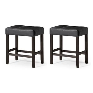 Carte: A La Carte Home Harper Stool, Rustic Black Wood Finish, 2pc (Open Box) - Picture 1 of 6