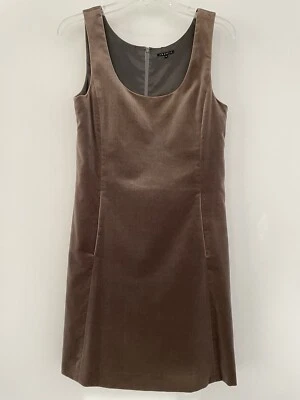 Theory Women’s Size 8 Velvet Scoop Neck Mushroom Brown Dress 98% Cotton  - Image 1 of 4