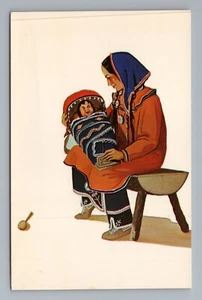 Iroquois Woman With Baby On Cradle Board Ernest Smith Vintage Postcard - Bild 1 von 2