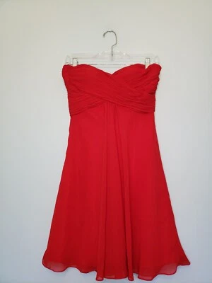 Faviana Womens 4 Cocktail Dress Prom Pleated Chest Bright Red Short Strapless  - Image 1 of 4