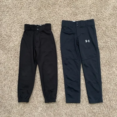 Lote de 2 pantalones de béisbol Under Armour y Easton negros para niños jóvenes talla pequeña S Foto 1 de 4